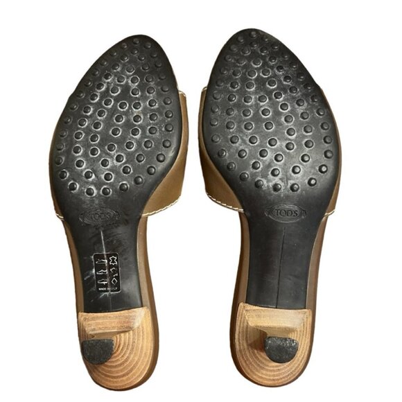 TOD’s Open Toe Kitten Heel Mules in Chestnut Brown Size 7​​​​​ - Picture 8 of 13